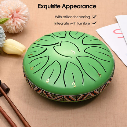 Steel Tongue Drum, 6 Inch 11 Tone Hand Pan Drum, Beginner Percussion Instrument with Carry Bag, Fingerpick, and Mallets for Meditation Yoga Sound Healing