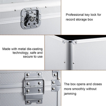 7" LP Vinyl Record Storage Box - Aluminum Flight Case with Lockable Design, Portable DJ Carry Case for 200 Vinyl Record Albums
