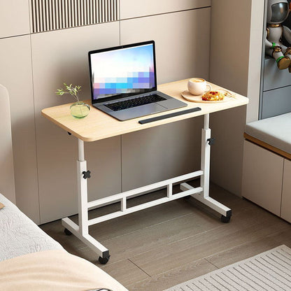 1pc Lifting Laptop Desk with Wheels, Foldable Desk, Minimalist Bedside Table, Sofa Side Table, Movable, Metal Bracket, Sturdy and Durable, White, 40*60*60-89cm