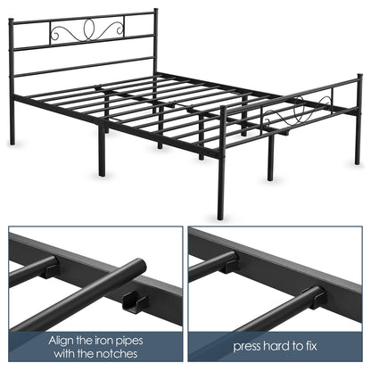 Costoffs Bed Frame, Mattress Foundation, Metal-framed Bed, Bed Frame with Headboard, No Box Spring Needed, Hassle-Free Assembly, Non-slip Mattress Foundation, Under-bed Storage Space