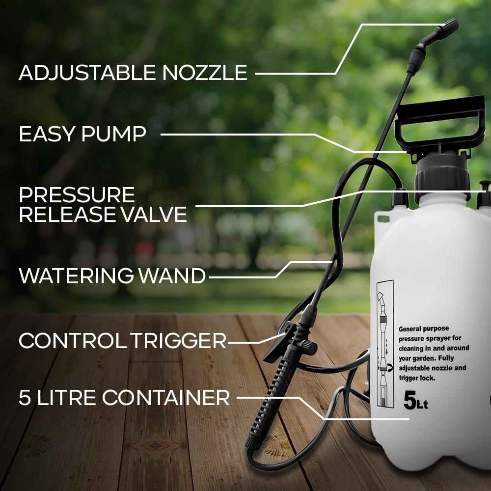 Garden Sprayer 5 litre Pressure Sprayer Pump Action, Weed Killer,Water Pump Sprayer, Ideal with Pesticides, Insecticides, Fungicides.