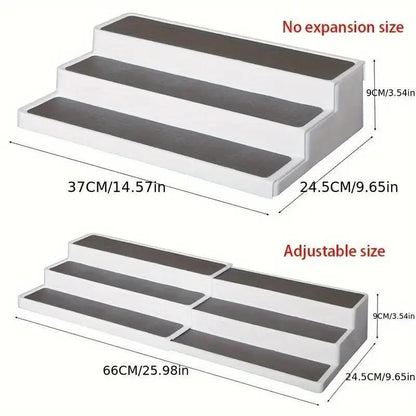 3 Tiers Spice Rack, Expandable Spice Shelf, Cupboard Organiser, Non-Slip Storage Racks for Kitchen Bathroom Pantry Cabinet Cupboard