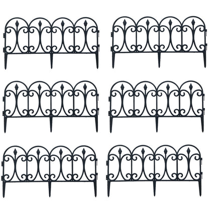 6 Packs - European Plastic Garden Fence, Wrought Iron Effect Garden Fence Practical Garden Fence, Durable, Can Withstand The Weather, Black Size: 60x33cm/23.62x12.99inch.