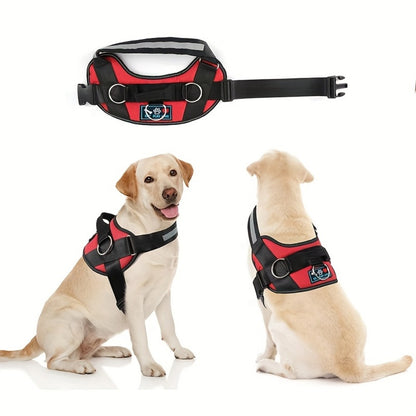 Adjustable Reflective Dog Harness Nylon Vest – Striped Design with D-Ring Leash Attachment & Eat Play Love Patch, No-Pull Walking Harness for Small & Large Dogs