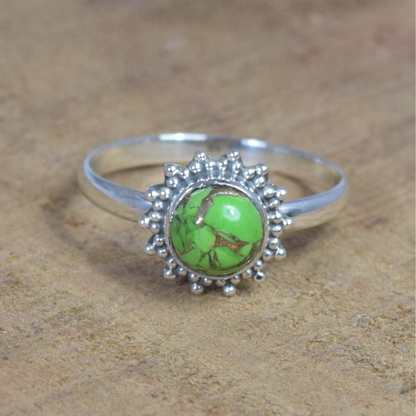 Ring Sterling Silver Gemstone Flower for layering and statement styling