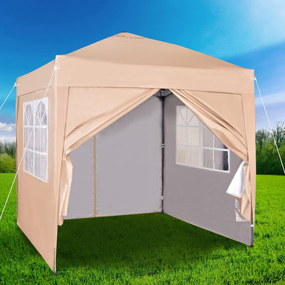 Pop-up Gazebo 2m x 2m With Sides Silver Protective Layer Waterproof Marquee Canopy