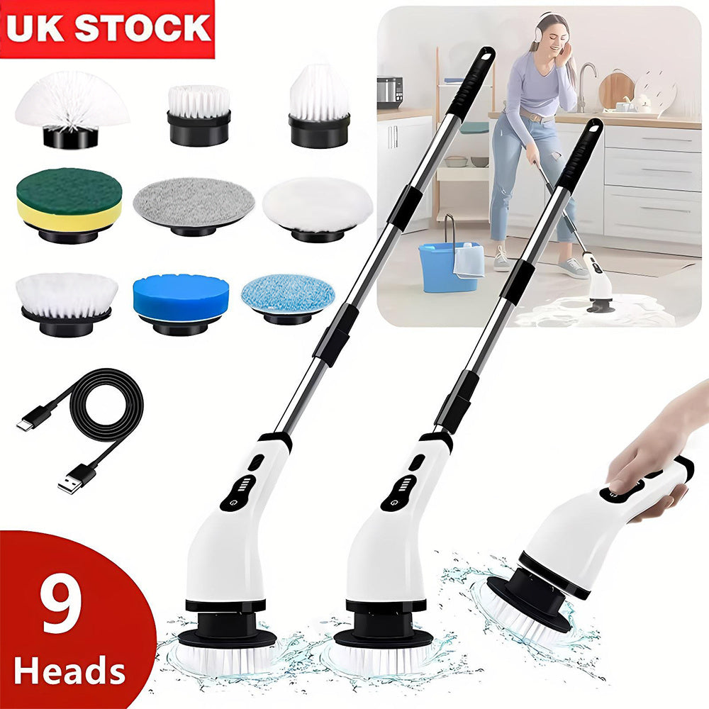 Electric Cleaning Brush with Rechargeable, Telescopic Handle