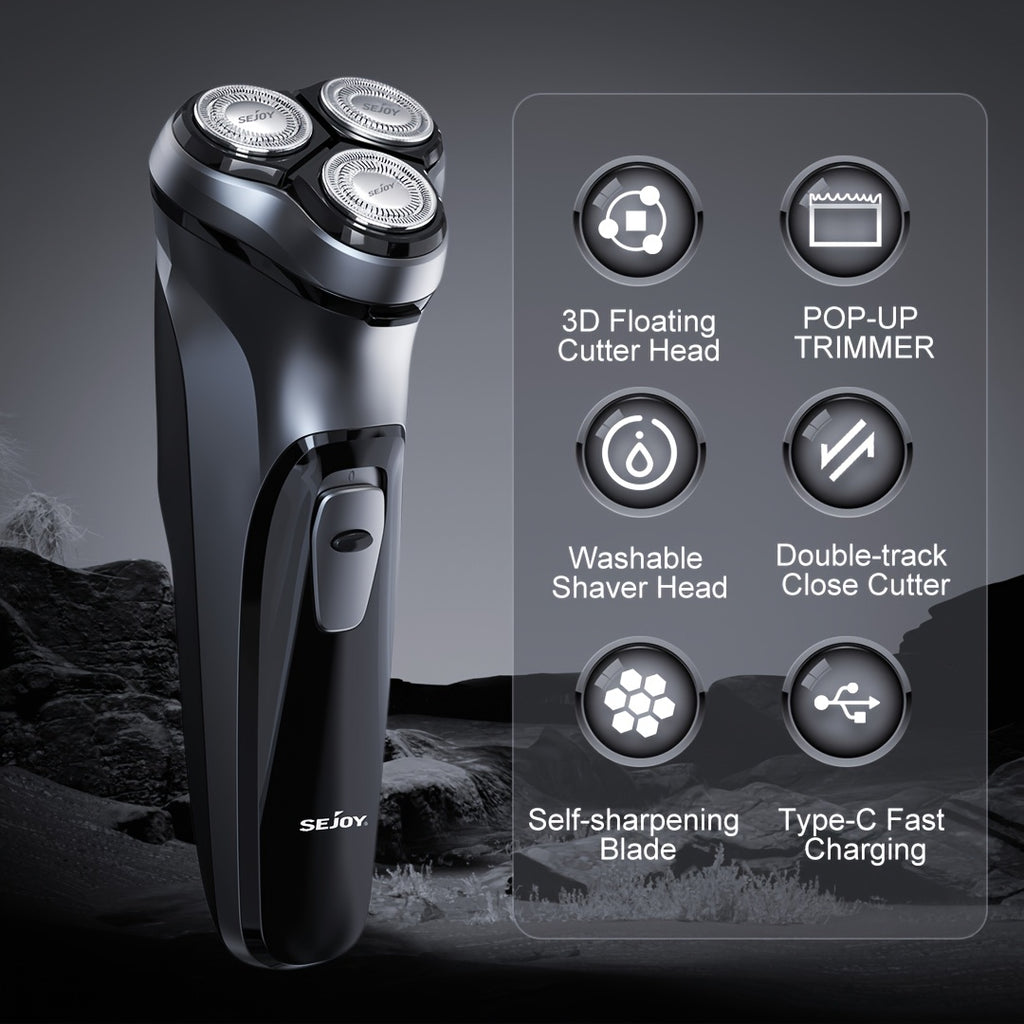 Electric Shaver with Rechargeable, SEJOY Men's Wet Dry Razor 3D - product gallery image 2