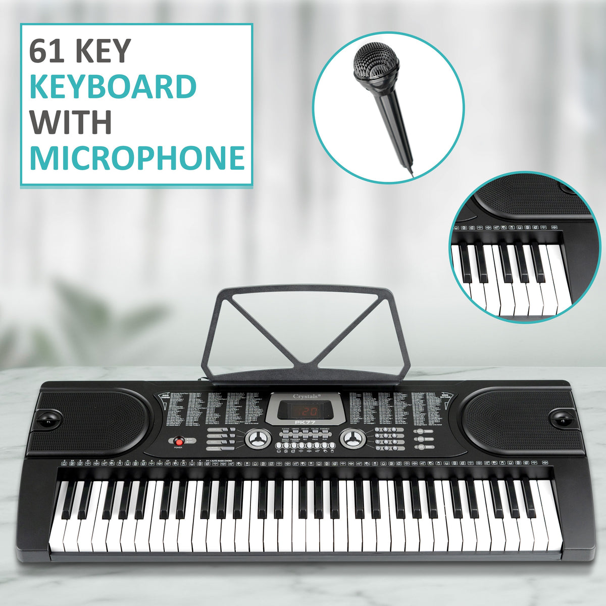 Electronic Keyboard with 61 Keys Piano Keyboard, 61-Key Teaching LCD Display Microphone - product gallery image 2