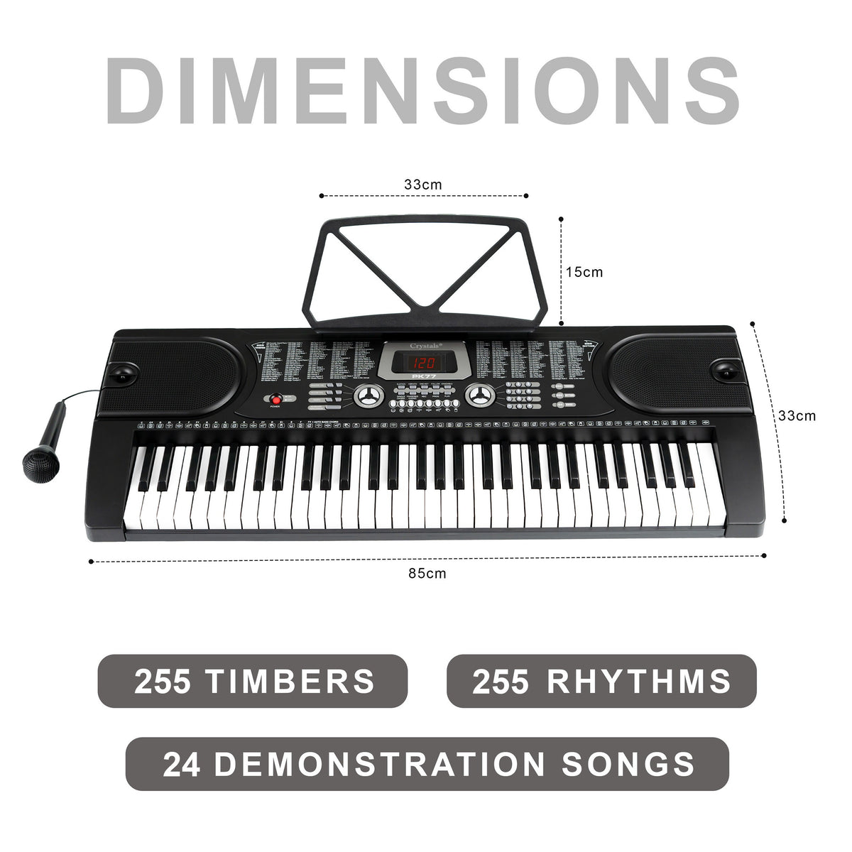 Electronic Keyboard with 61 Keys Piano Keyboard, 61-Key Teaching LCD Display Microphone - product gallery image 3