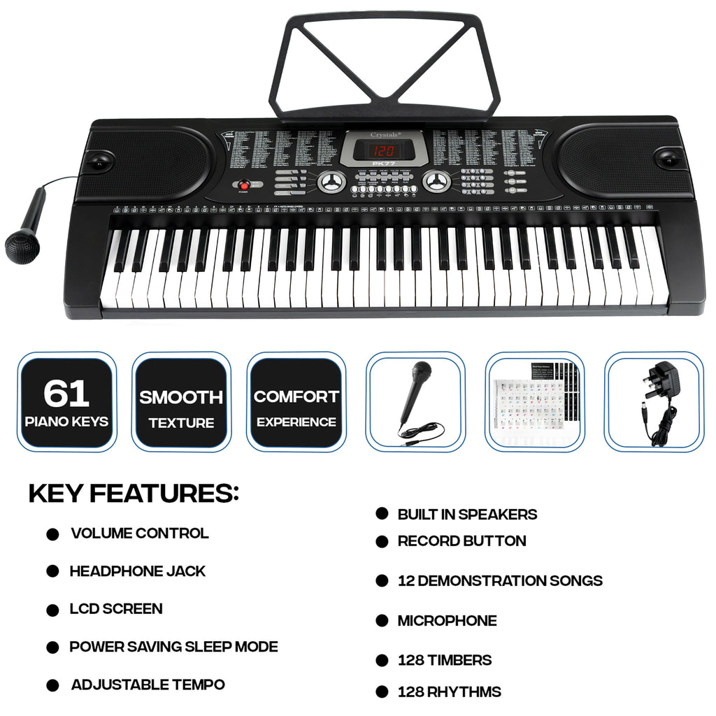 Electronic Keyboard with 61 Keys Piano Keyboard, 61-Key Teaching LCD Display Microphone - product gallery image 4