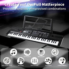 Electronic Keyboard with Key Piano Microphone LCD Display Portable