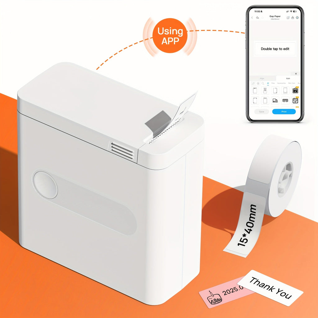 Enhanced D12 Wireless Label Printer Compact Maker Device Featuring Smart App - White option