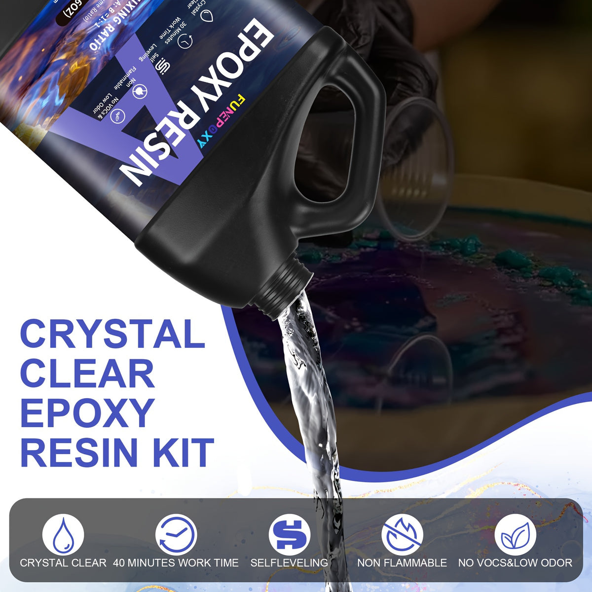 Epoxy Resin Kit with 500ml, Wood, Professional 1:1 Crystal Clear Self-Levelling - product gallery image 6