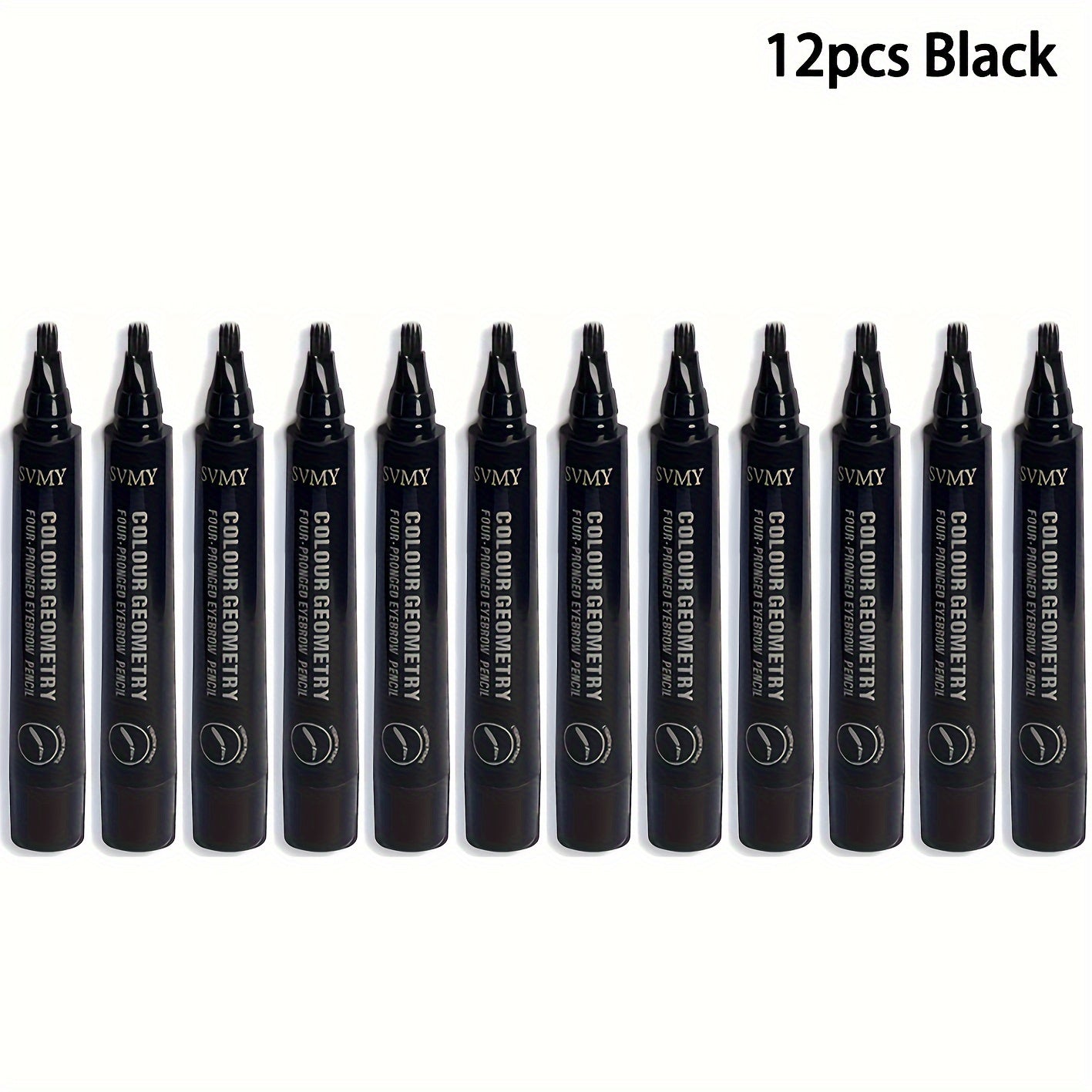 Eyebrow Makeup with Waterproof, 12pcs Micro Fork Pen Waterproof Long-Lasting - 12pcs Black option