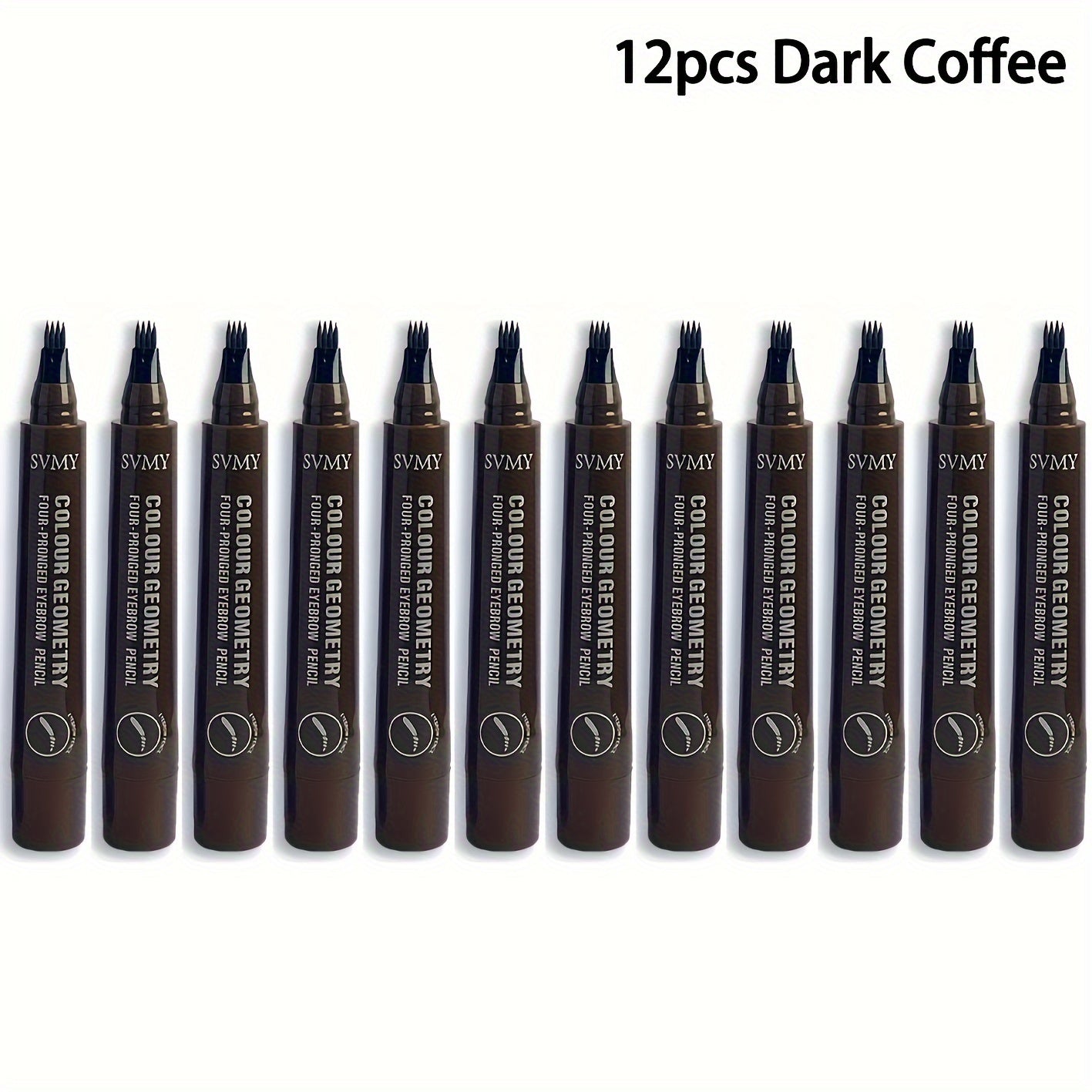 Eyebrow Makeup with Waterproof, 12pcs Micro Fork Pen Waterproof Long-Lasting - 12pcs Dark Coffee option