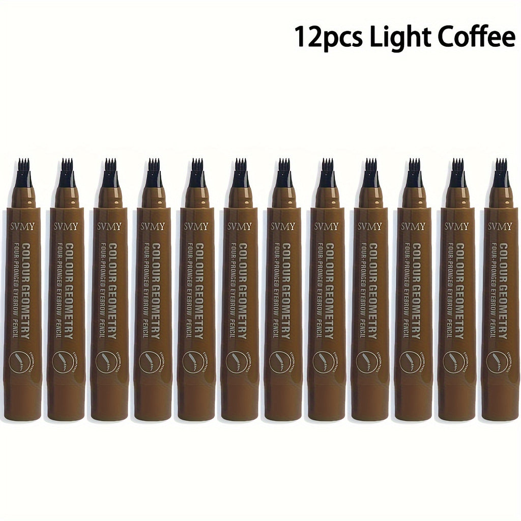 Eyebrow Makeup with Waterproof, 12pcs Micro Fork Pen Waterproof Long-Lasting - 12pcs Light Coffee option