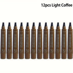 Eyebrow Makeup with Waterproof, 12pcs Micro Fork Pen Waterproof Long-Lasting - 12pcs Light Coffee option