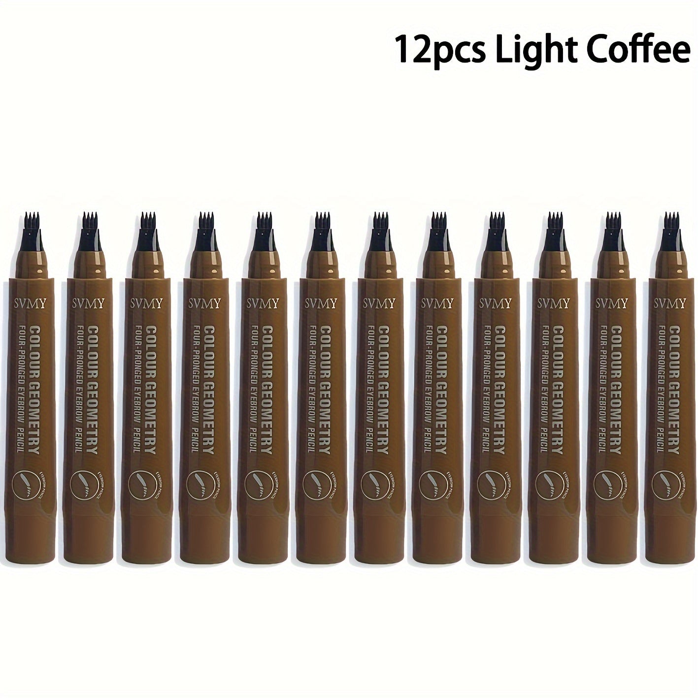 Eyebrow Makeup with Waterproof, 12pcs Micro Fork Pen Waterproof Long-Lasting - 12pcs Light Coffee option