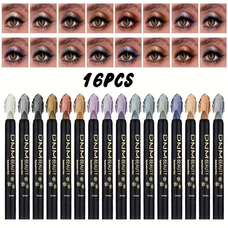 Eyeliner & Eye Makeup Set with 16-Piece Shimmer Eyeshadow Pen Colourful - product gallery image 2