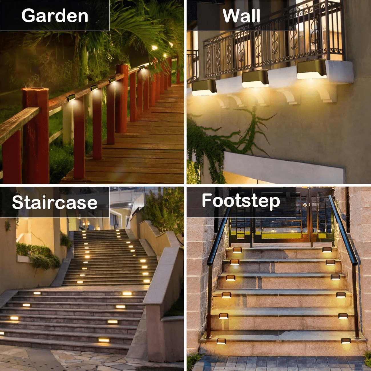 10pcs Set of Solar Outdoor Garden Lights, Home Garden Layout Staircase Deck Lights, Hallway Wall Lights, Railing Decorative Lights, Holiday Decorative Atmosphere Lights, IP44