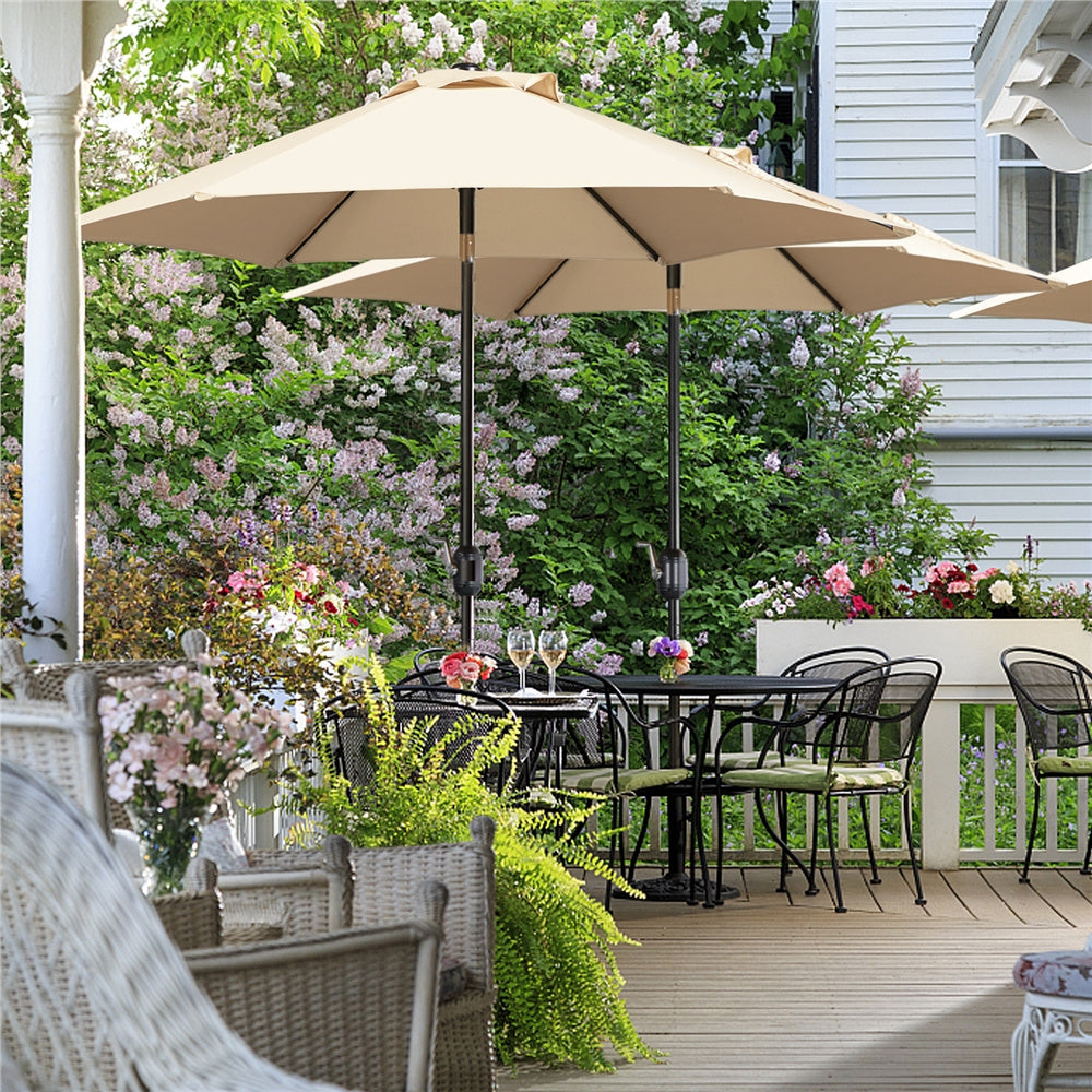 Costoffs Patio Umbrella Outdoor, 2.3m Market Umbrella Parasol Umbrella with Crank/Tilt/6 Ribs, Garden Table Umbrella for Patio, Deck, Backyard, Pool & Beach