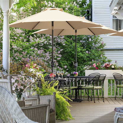 Costoffs Patio Umbrella Outdoor, 2.3m Market Umbrella Parasol Umbrella with Crank/Tilt/6 Ribs, Garden Table Umbrella for Patio, Deck, Backyard, Pool & Beach