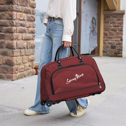 Foldable Wheeled Travel Duffel Bag, Large Capacity Rolling Handheld Luggage for Family Vacations, Outdoor, and Short Trips, Easy - To - Carry Tote with Durable Build