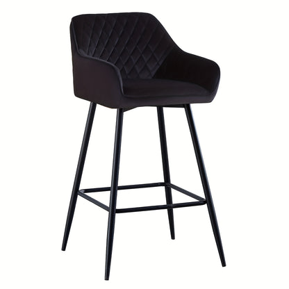 Velvet Bar Stools with Armrest & Backrest – Upholstered Breakfast Bar Chairs for Kitchen Counter Island Home Restaurant Set of 1 or 2