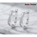 Sterling Silver Twisted Zircon Hoop Earrings - product view 1