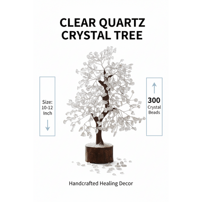 Clear Quartz Crystal Tree – Natural Healing Crystal Decor for Home Office Desk, Spiritual Feng Shui Ornament, Positive Energy Crystal Gift for Women Men, Meditation Reiki Decor, Living Room Ornament, Gift Box Included with Mini Crystal Guide