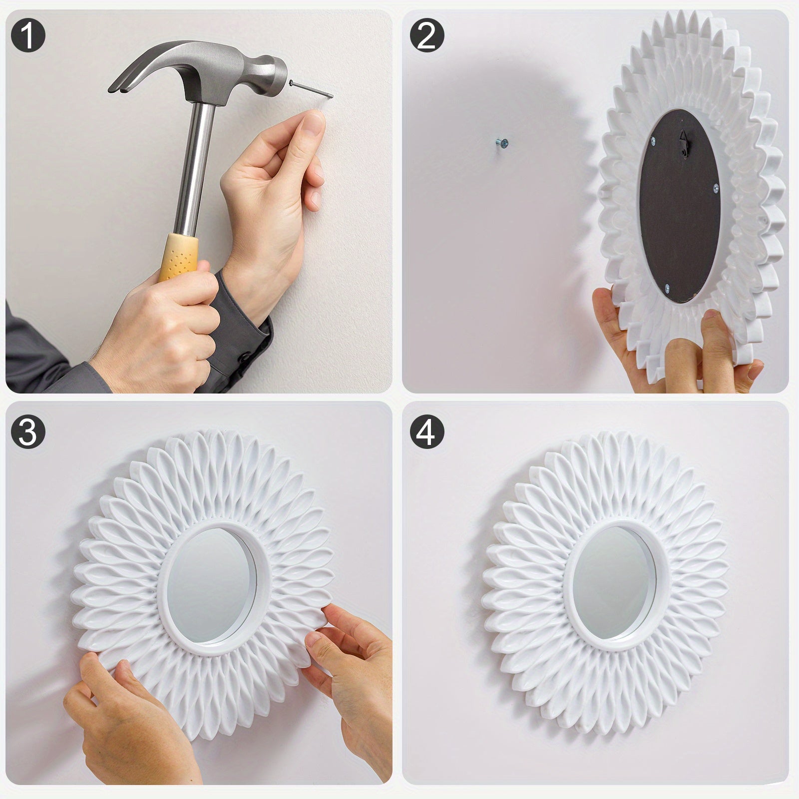 three-piece sunburst wall mirror set — construction detail 14