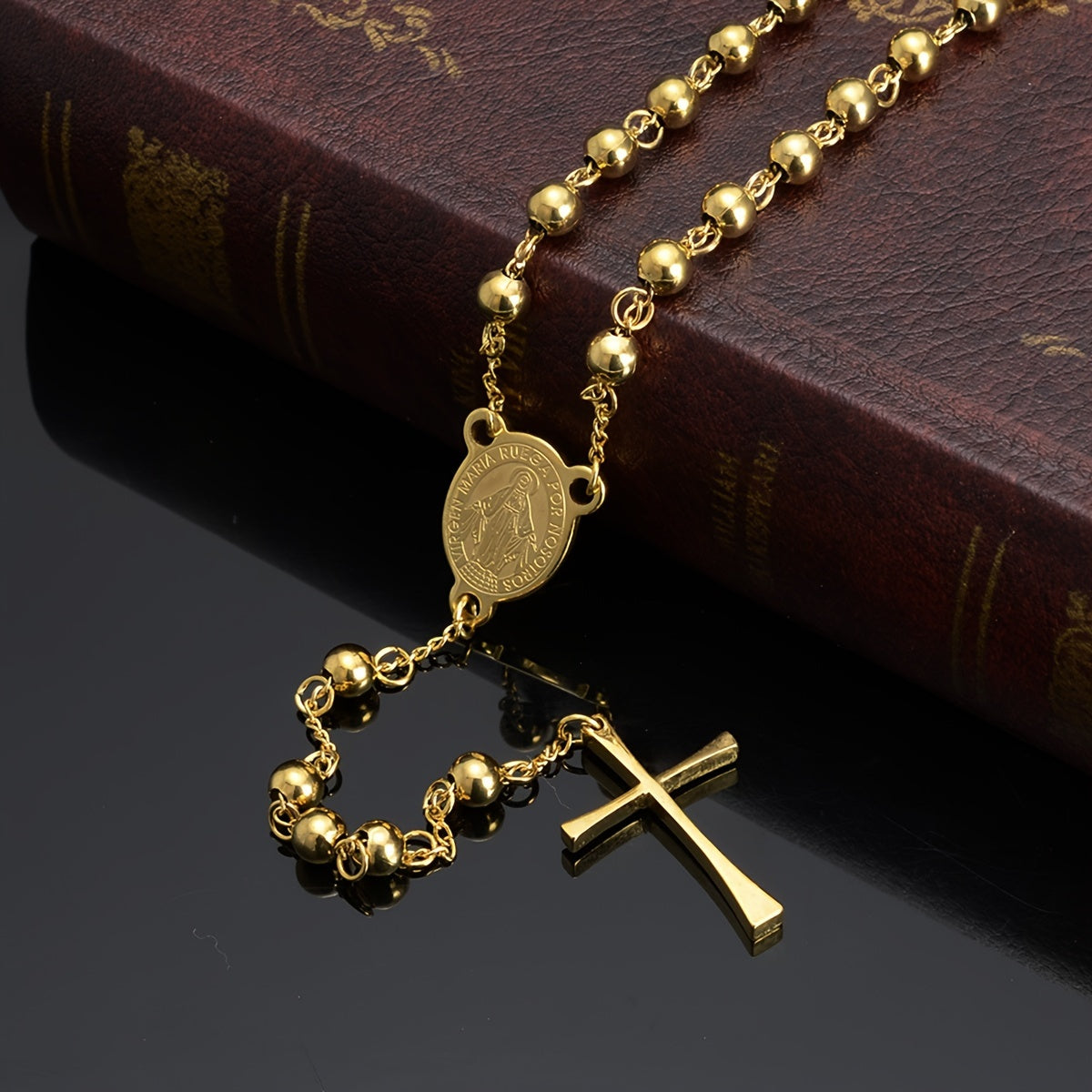 Elegant 304 Stainless Steel Rosary Necklace for Men and Women Rosary Cross Chain