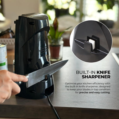 Schallen Electric Can Opener Automatic 3-in-1 Kitchen Appliance with Hands-Free Can Opening, Built-In Bottle Opener & Knife Sharpener | Electric Tin Opener for Easy Opening Cans, Jars, and Bottles | Hidden Power Cord Storage | Stainless Steel Durable Kitc