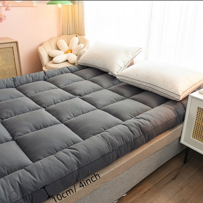 Hotel Quality Mattress Topper 10cm- Ultra-Soft Microfiber, Anti-Shift & Even Weight Distribution, UK Bed Sizes Single/Double/King/Super King, Grey, 1200GSM