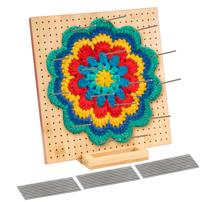 1set Bamboo Wooden Board For Knitting Crochet And Granny Squares Blocking Board For Knitting And Crochet Projects Handcrafted Knitting Stainless Steel Pins 13 Inches 33x33cm
