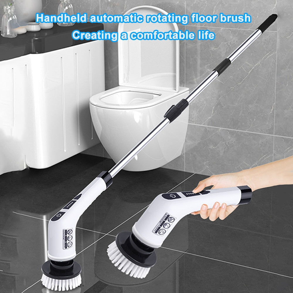 Electric Rotary Cleaner, 2H Power Dual Speed Cleaning Brush, Adjustable Extension Handle with 9 Replaceable Brush Heads, Suitable for Bathroom Bathtub Tile Floor Car