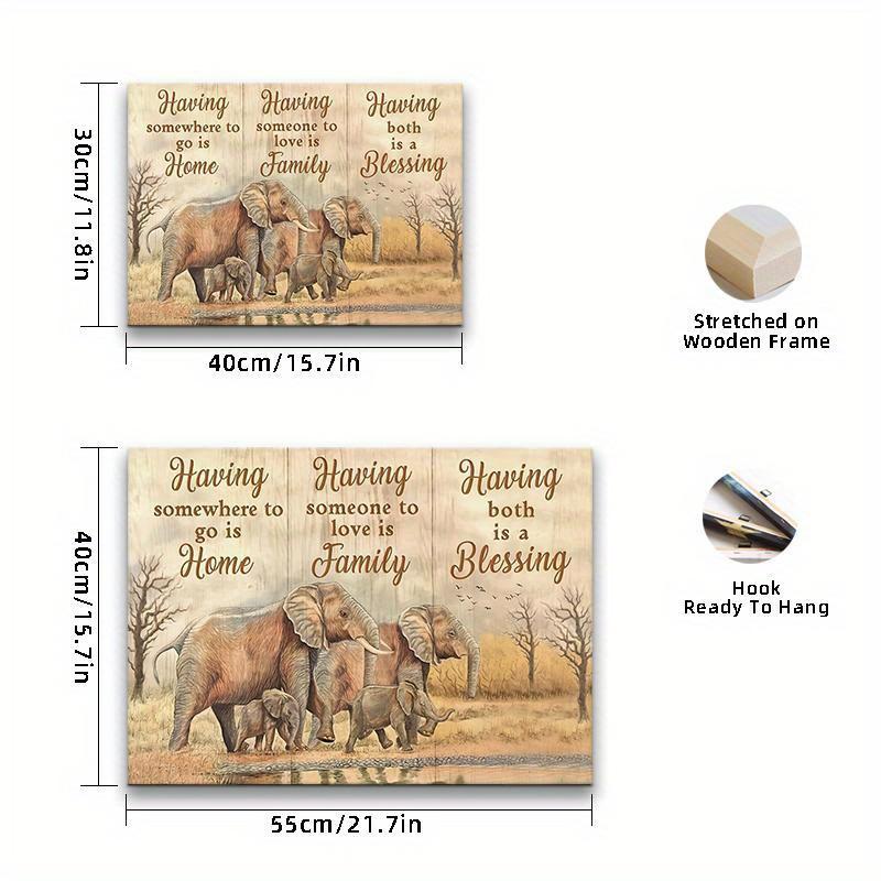 Elephant Family Quote Canvas Wall Art - dimensions detail 10