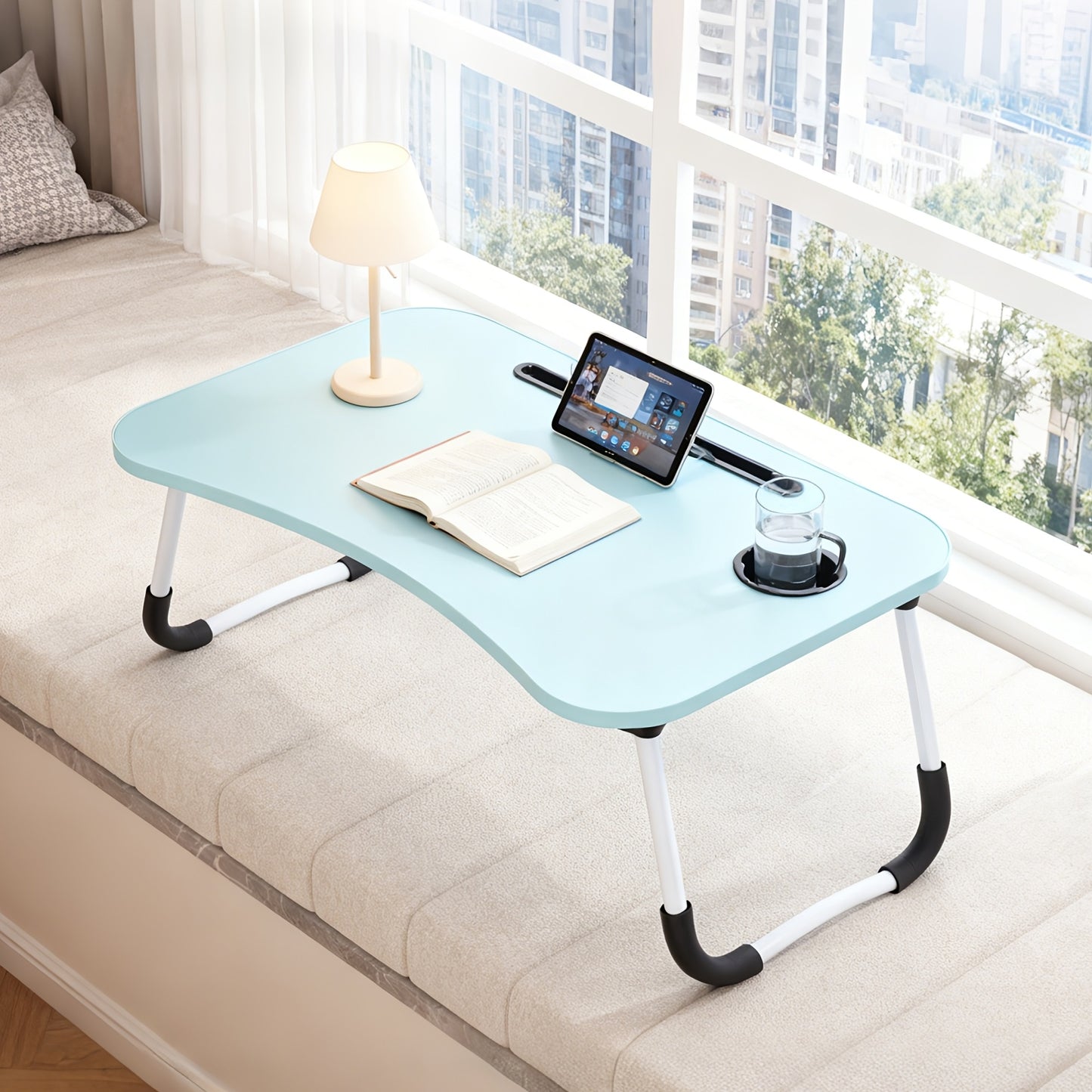 Laptop Lap Tray Table for Bed Sofa 60x40cm Foldable MDF Portable Folding Desk Breakfast Tray Notebook Stand Ergonomic Design