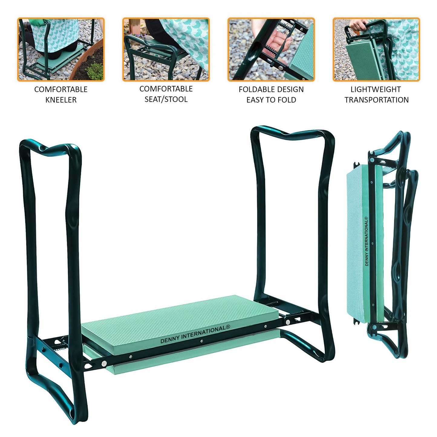 Garden Kneeler with Handles,2-in-1 Soft Foam Kneeling Pad,Portable Kneeler Seat With Removable Tool Pouch, Folding Padded Garden Kneeler, Lightweight Gardening Stool Garden Kneeling Bench for Gardening