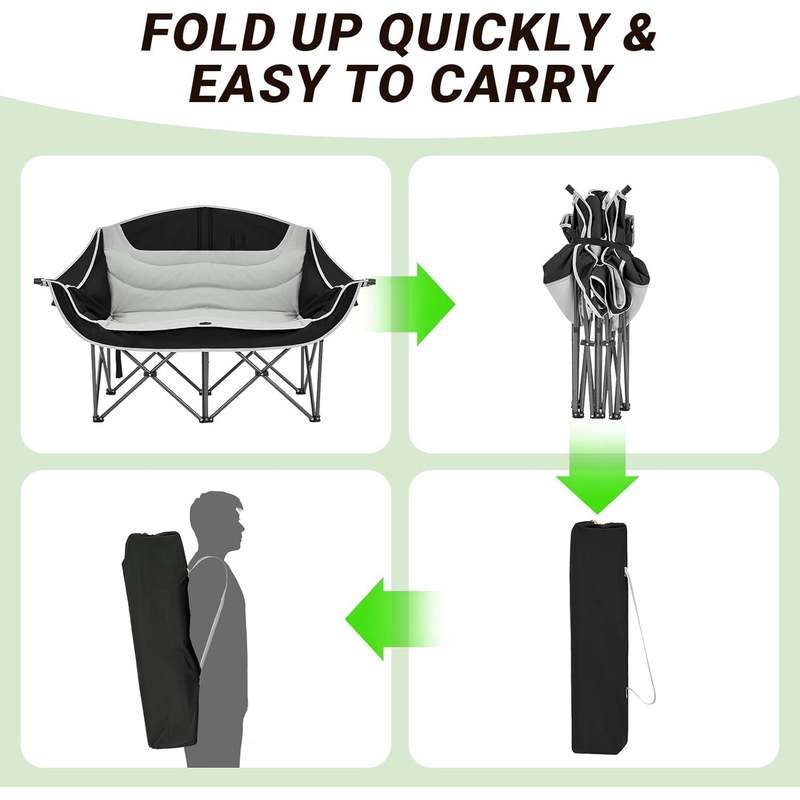 Double Camping Chair with High Back – Foldable & Comfy for Outdoors