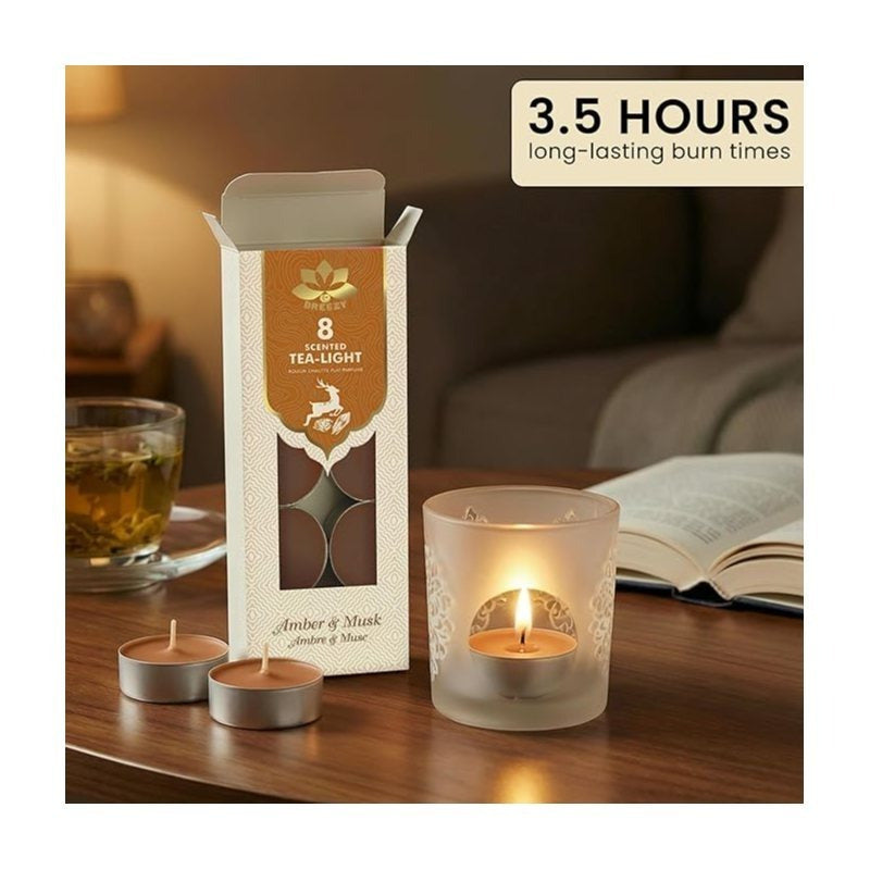 Scented Tea Lights - 8 Pack Strong Fragrance Tea Light Candles, Long Lasting Candle Tealights for Home Decor, Wax Burners & Relaxation