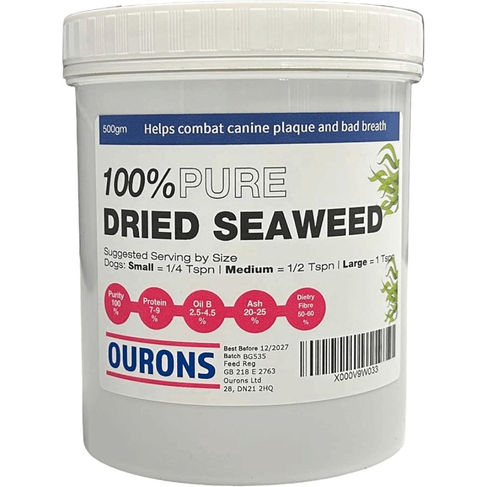 Seaweed Powder for Dogs 500g – Pure Dried Ascophyllum Nodosum Kelp Supplement for Fresher Breath, Healthy Coat & Digestion
