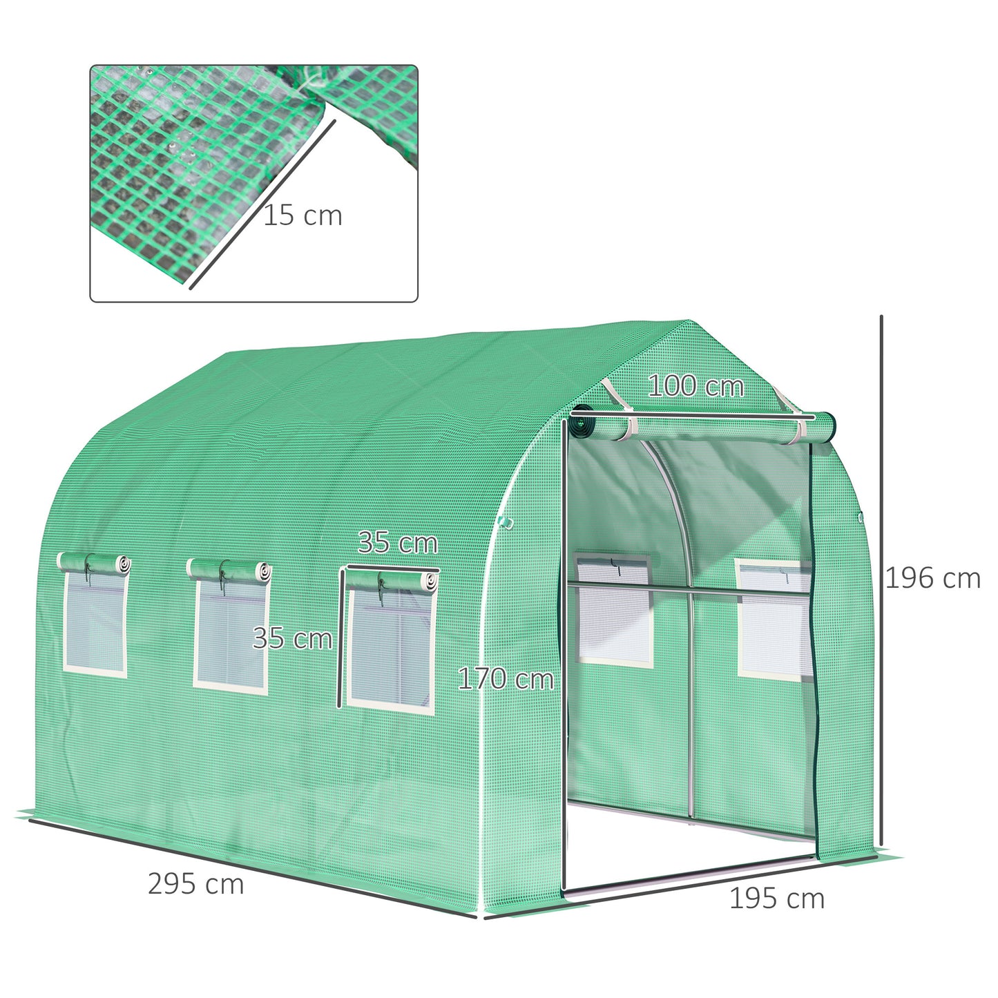 Polytunnel Greenhouse with Windows and Door, Walk in Greenhouse for Garden, Backyard (4 x 2 M)