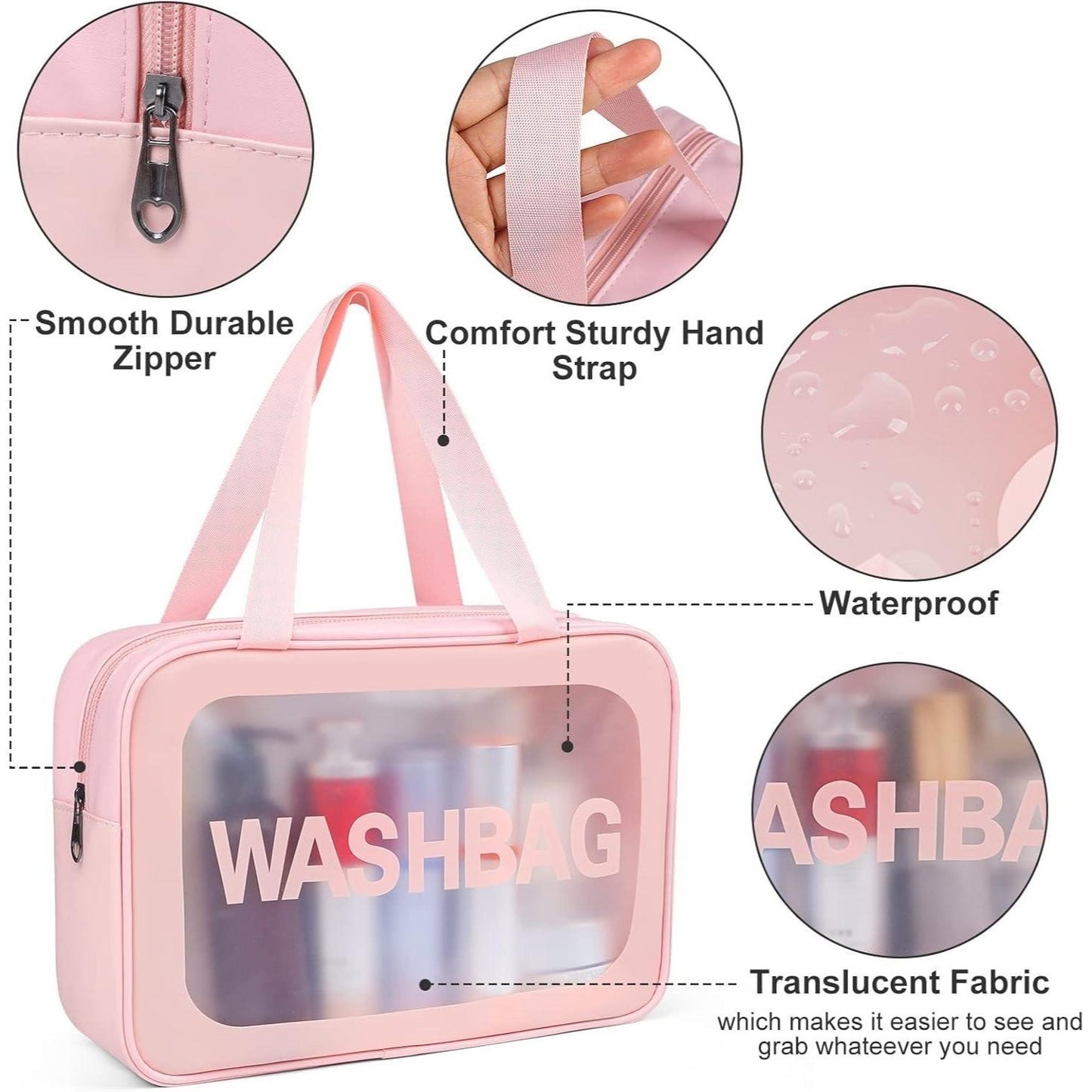 LIVHOME 4pcs Clear Toiletry Bags, Waterproof PVC Travel Makeup Bags, Transparent Wash Bags for Women and Girls, Multi-Sized Closet Organizer for Toiletries, Cosmetics, and Wardrobe Storage