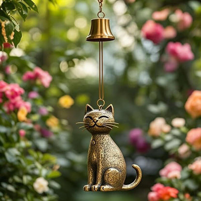 1pc Cat Wind Chime 2025 Unique Cat Garden Decor Outdoor Themed Statue Gifts