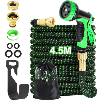 7.5/15/22.5/30/45M Expandable Garden Hose - Water Hose with 10 Function Spray Nozzles, Lightweight And Kink-Free Expandable Water Hose, for Washing And Watering (Green)