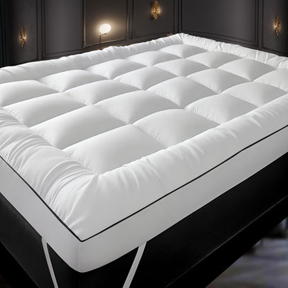 Hotel Quality Mattress Topper 10cm / 4 inch Thickness Filling with Elasticated Straps in Single, Small Double (4Ft), Double, King, Super King Size