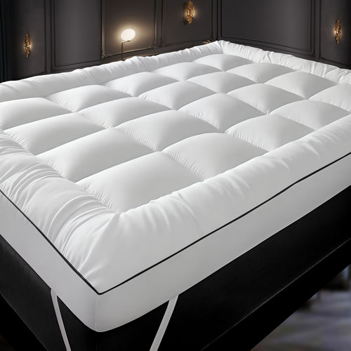 Hotel Quality Mattress Topper 10cm / 4 inch Thickness Filling with Elasticated Straps in Single, Small Double (4Ft), Double, King, Super King Size
