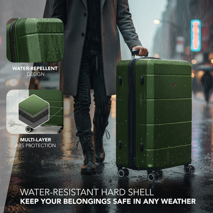 28 Inch Large Suitcase Lightweight ABS Hard Shell with TSA Lock & 4 Spinner Wheels - 75x49x29cm Check-In Luggage, Water-Resistant, UK Stock
